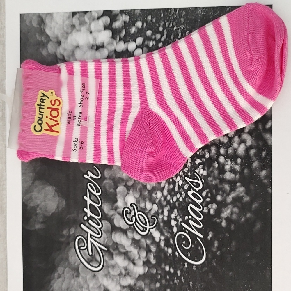 COUNTRY Kids Bubblegum Stripped Socks Size 1-2 Yrs